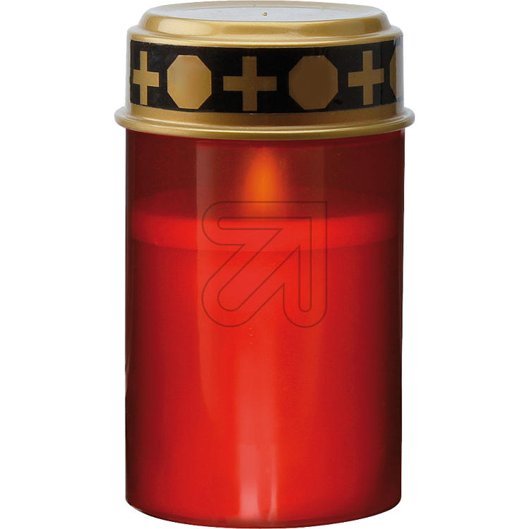 LED-Grabkerze - Grablicht rot mit warmweißer Flackerflamme groß