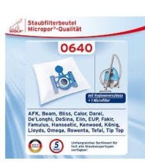 WOLF 0640, Staubsaugerbeutel Micropor