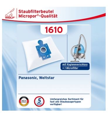 WOLF 1610, Staubsaugerbeutel Micropor für Panasonic