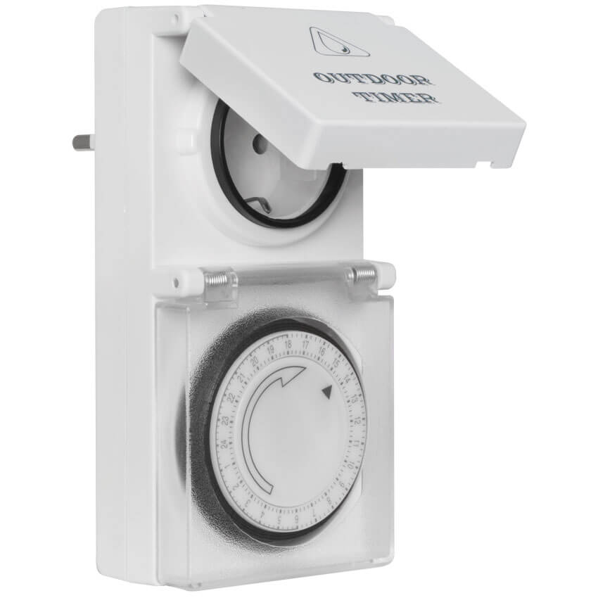 Zeitschaltuhr außen weiß IP44