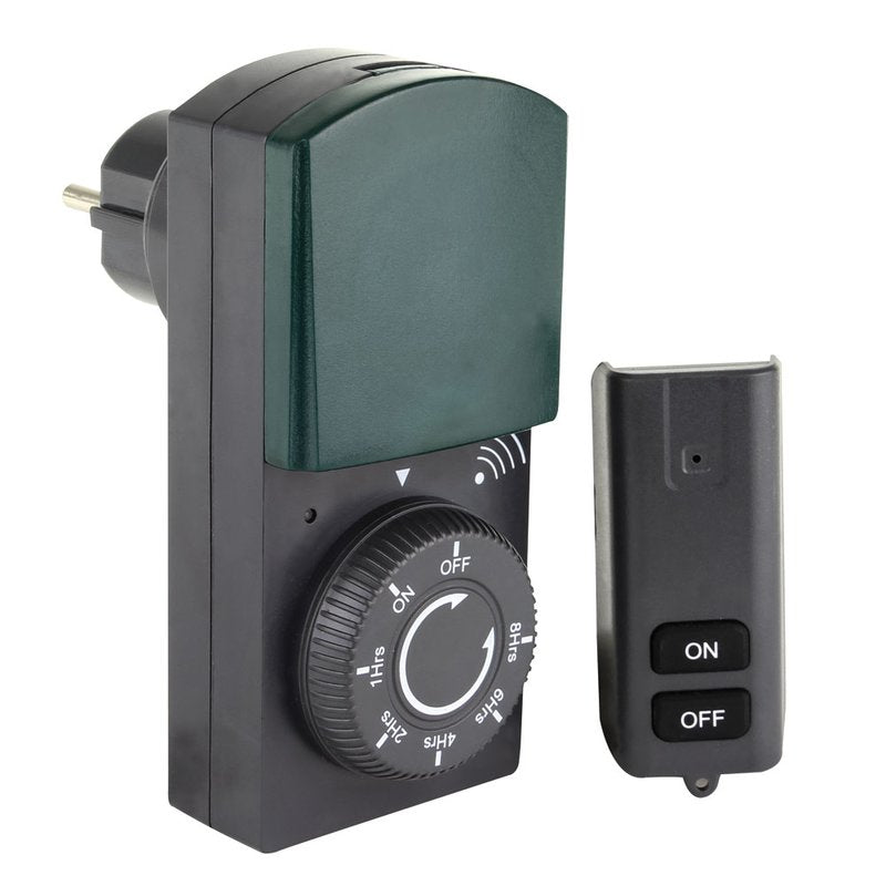 Zeitschaltuhr mit Countdown Funktion und Fernbedienung für innen & außen IP44 schwarz/grün