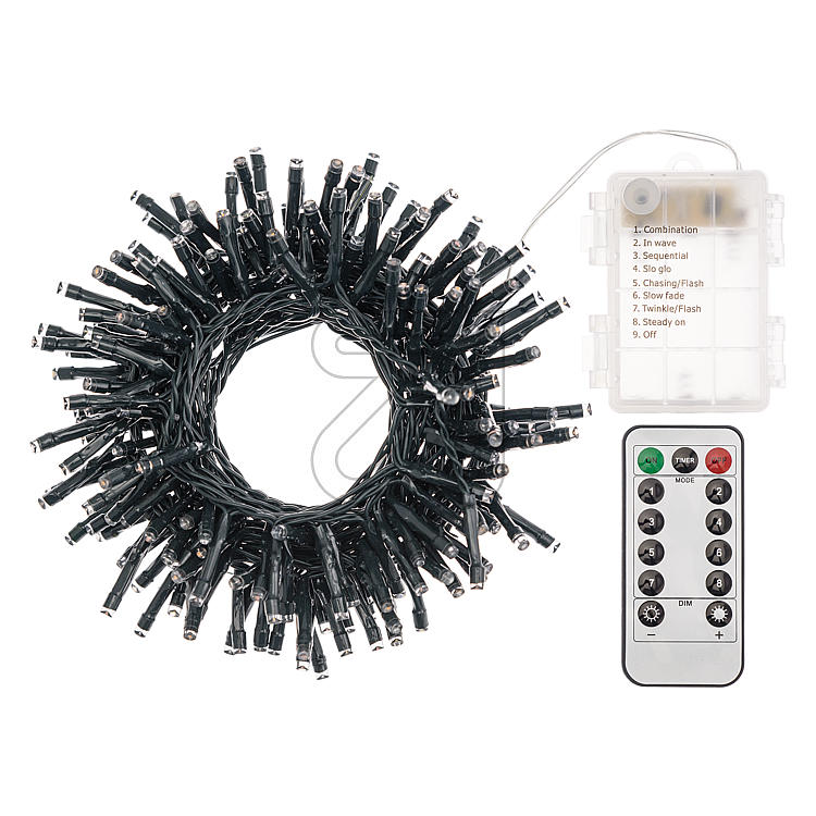 LED-Lichterkette 300 warmw. LED für innen und außen mit Steuerbox und Fernbedienung batteriebetrieb