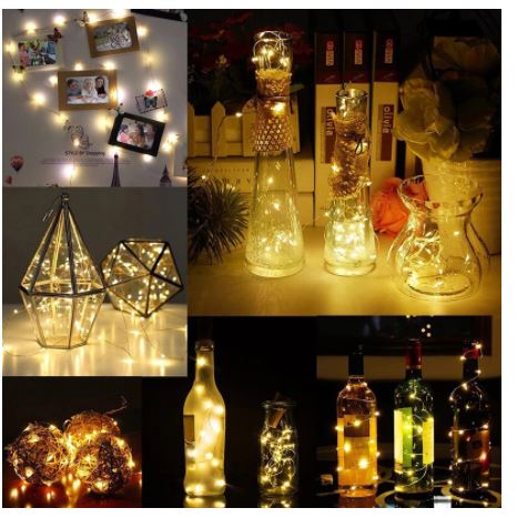 Flaschenlicht Korken Lichterkette Weihnachten Dekoration 2m 20 LED batteriebetrieben