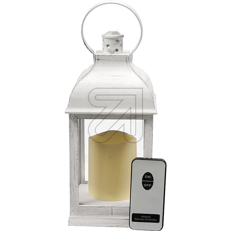 LED Laterne weiß mit Kerze warmweiß und Fernbedienung