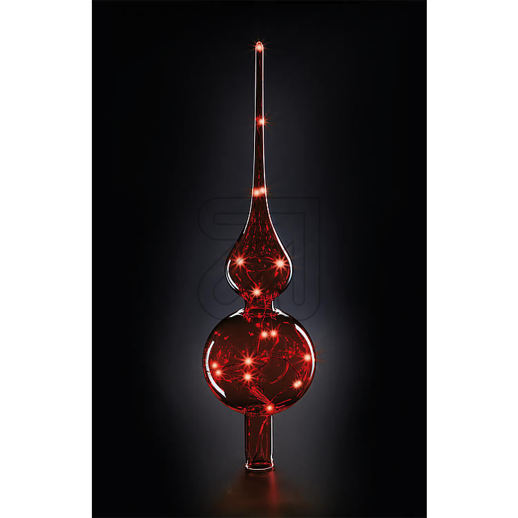 LED Christbaumspitz mit Lichterkette klar aus Glas batteriebetrieben
