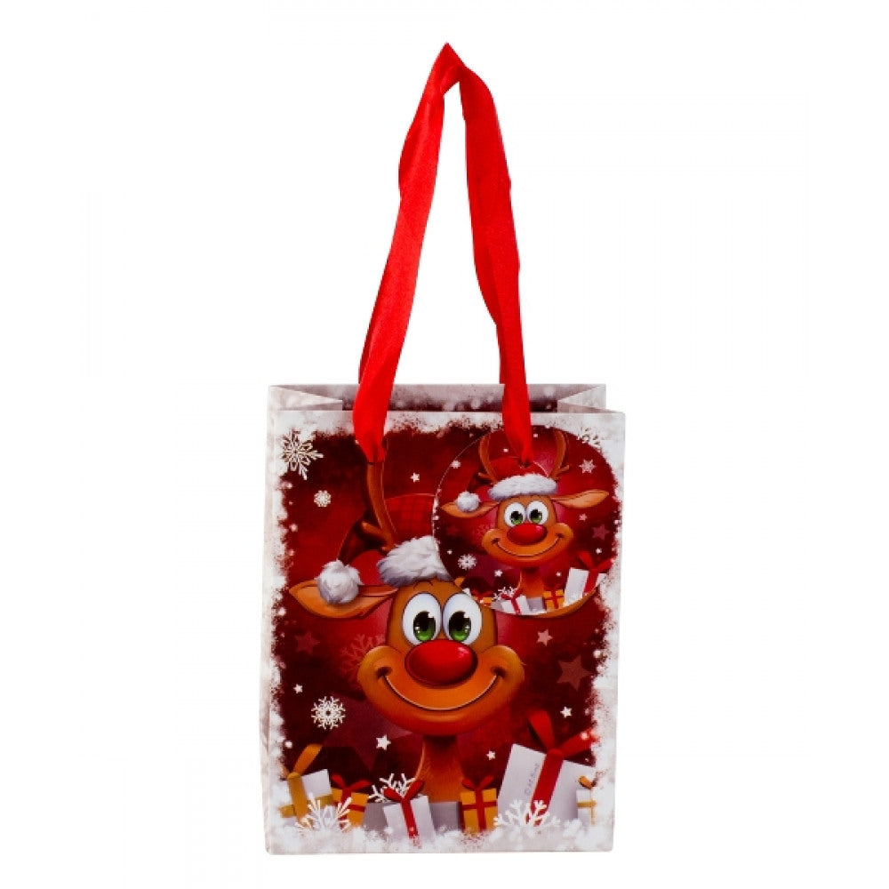 3 Geschenktaschen mit Weihnachtsmotiv lustiges Renntier