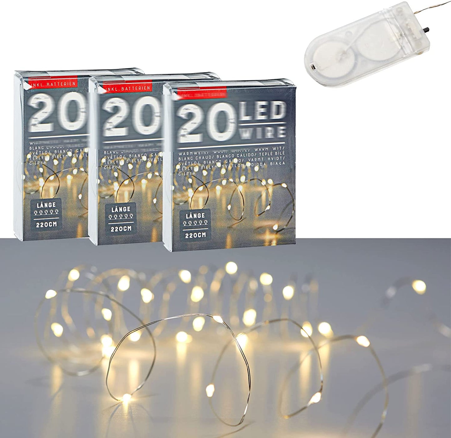 LED Micro Lichterkette 20 flammig mit Batterie inkl. Batterie