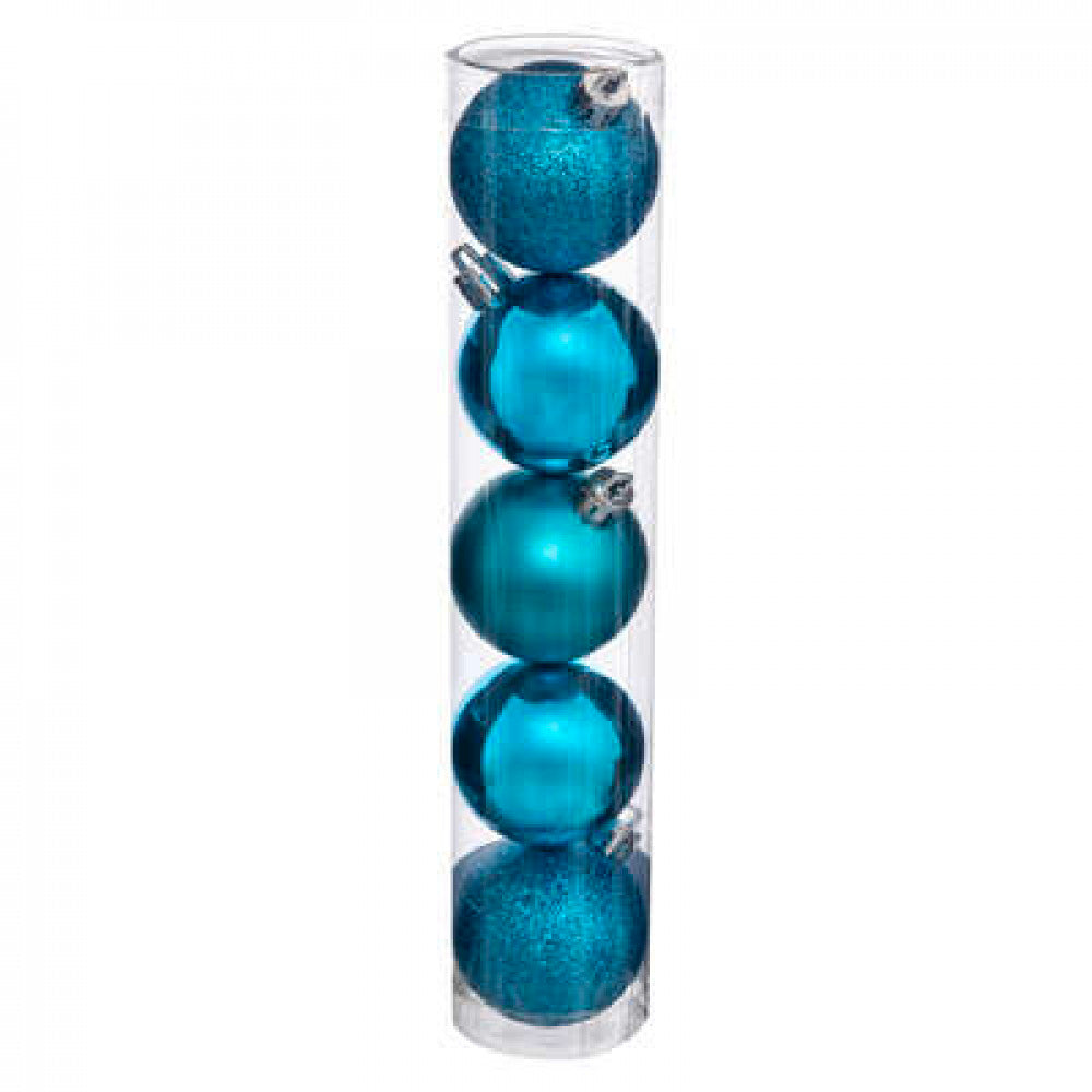 5 Stück Christbaumkugeln 5 cm türkis