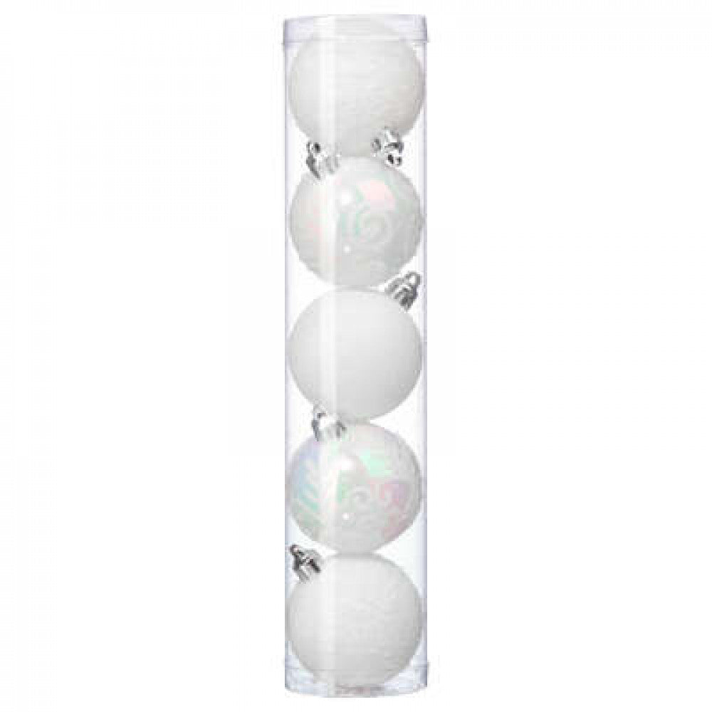 5 Stück Christbaumkugeln 5 cm weiß