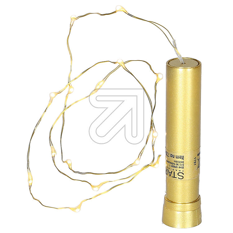 EGB LED-Lichterkette Draht in Korkenform mit Timer 'Dew Drops' 15 ww LED messingfarben