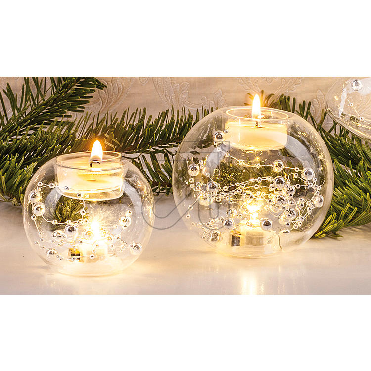 Glas-Teelicht-Halter beleuchtet 2er-Set mit Batteriebetrieb