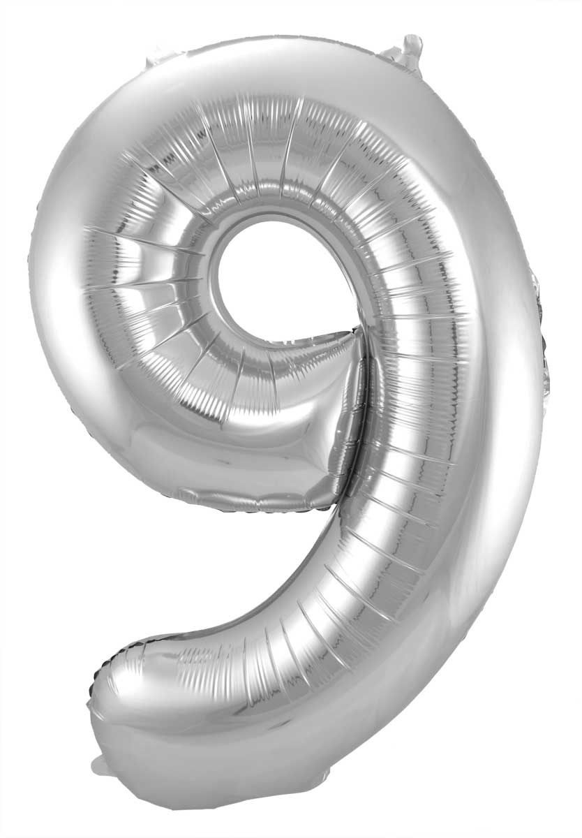 Folienballon Zahl "0 - 9" silber - 86 cm - Geburtstag