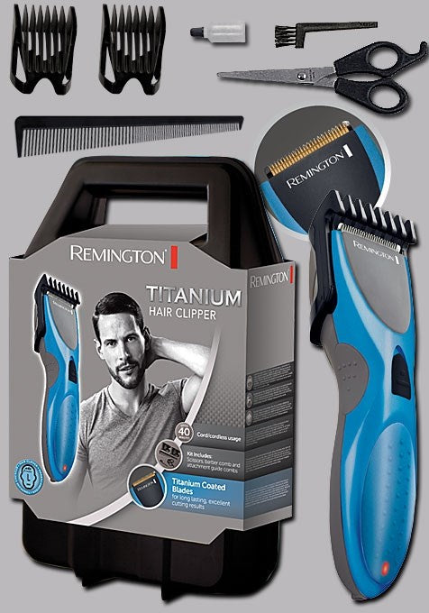 Remington Titanium Haarschneider HC335 mit zwei Aufsteckkämmen mit Koffer