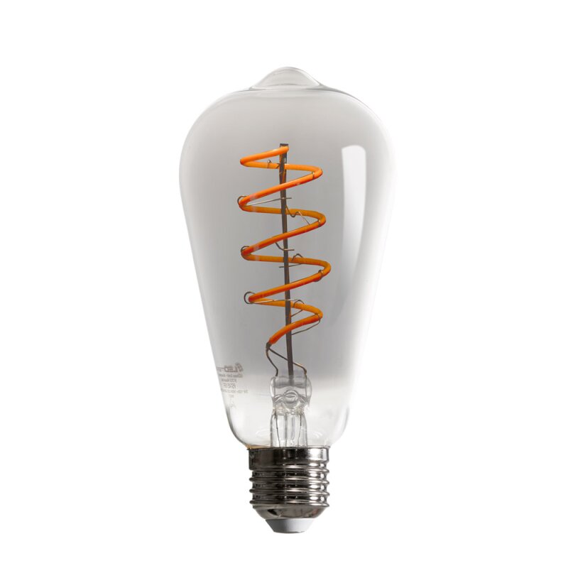 LED Spiral Filament Glühbirne ST64 Edison 5W E27 Rauchglas 100lm extra warmweiß 1800K DIMMBAR