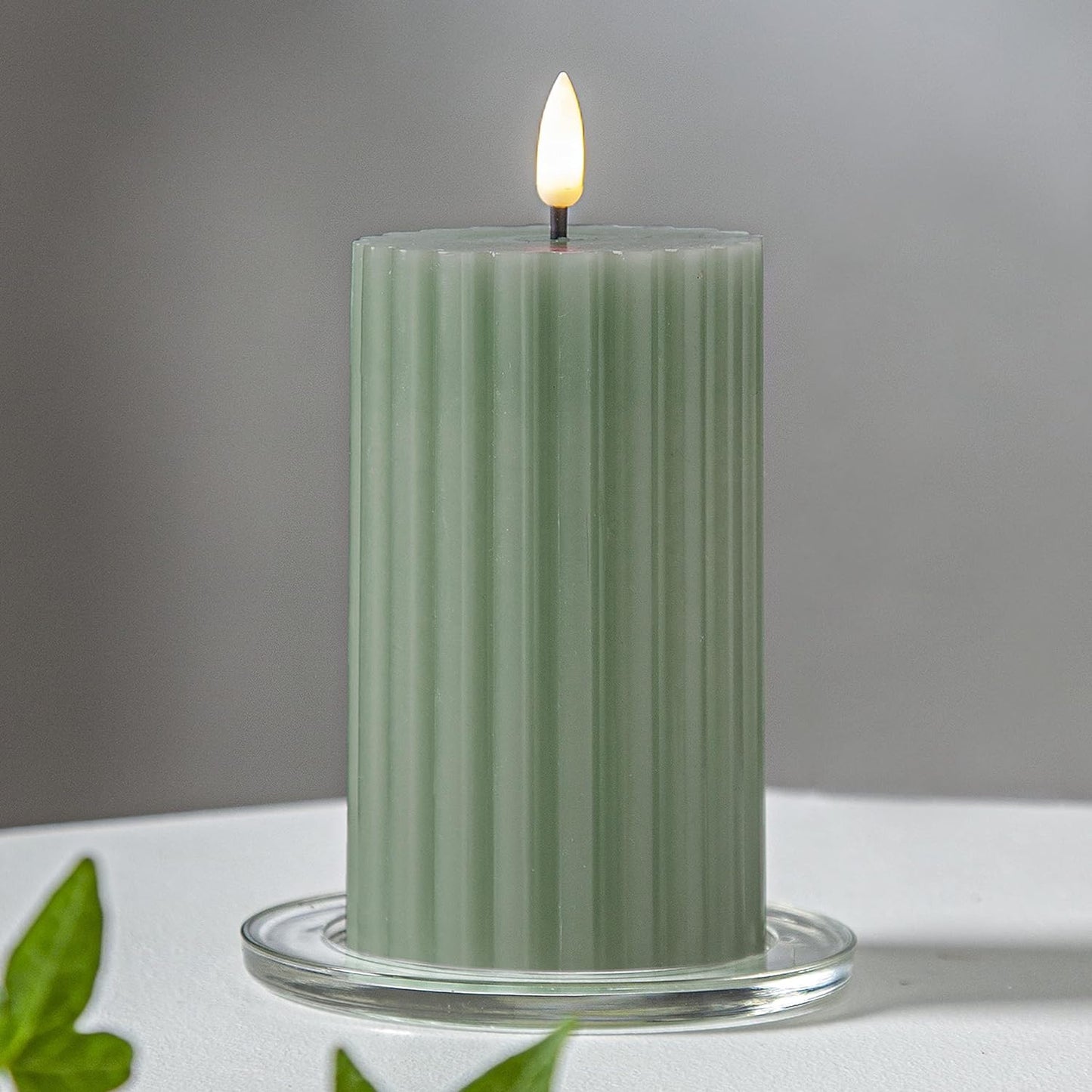 LED Echtwachskerze 1 flammig Flamme Stripe batteriebetrieb