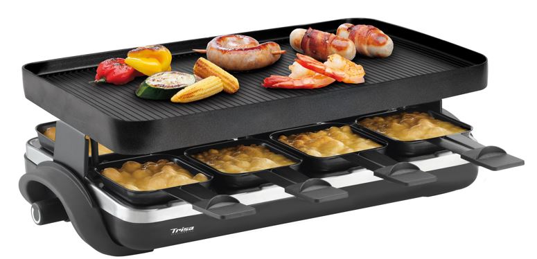 Trisa Raclette Supreme 8 mit Grillplatte und Pfännchen für 8 Personen