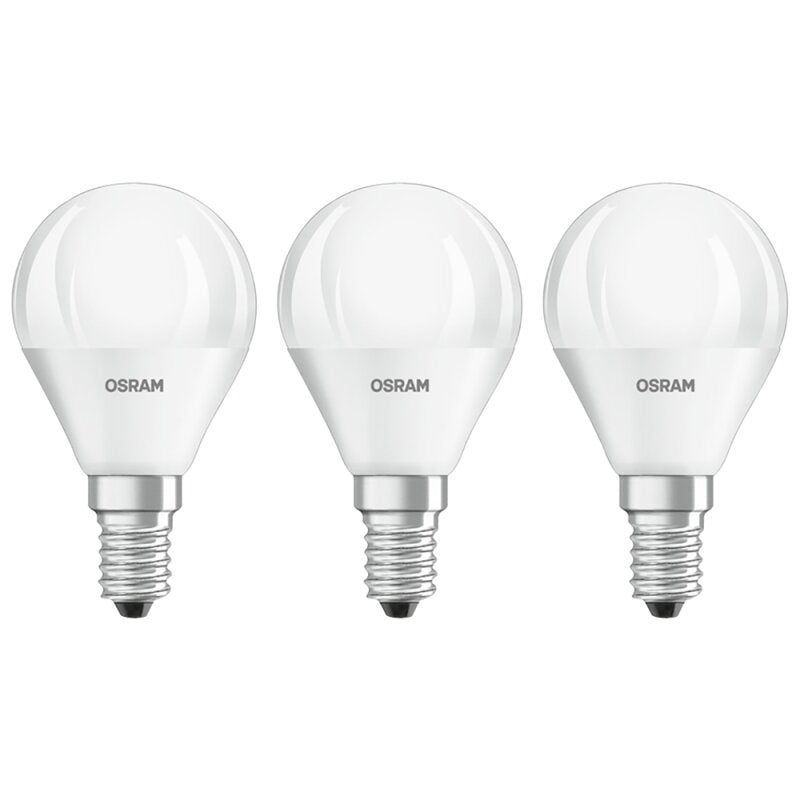 3 Stück Osram LED Leuchtmittel P45 Tropfen 5,5W = 40W E14 matt 470lm 827 Warmweiß 2700K