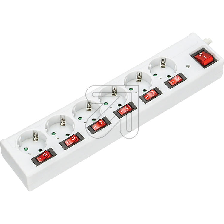 Tischverteiler / Steckdosenleiste 6-fach mit Hauptschalter und Einzelschalter