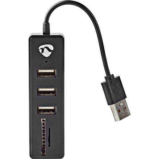 Nedis USB-Hub 2.0 3 Ports SD und microSD Einschub schwarz