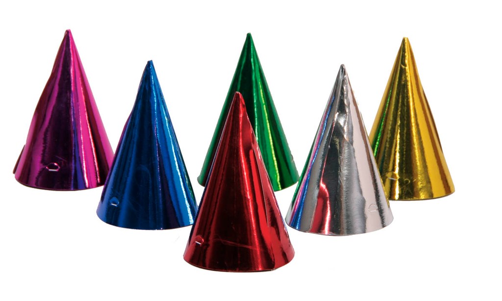6 Stück Party - Hüte / Hütchen verschiedene Farben metallic