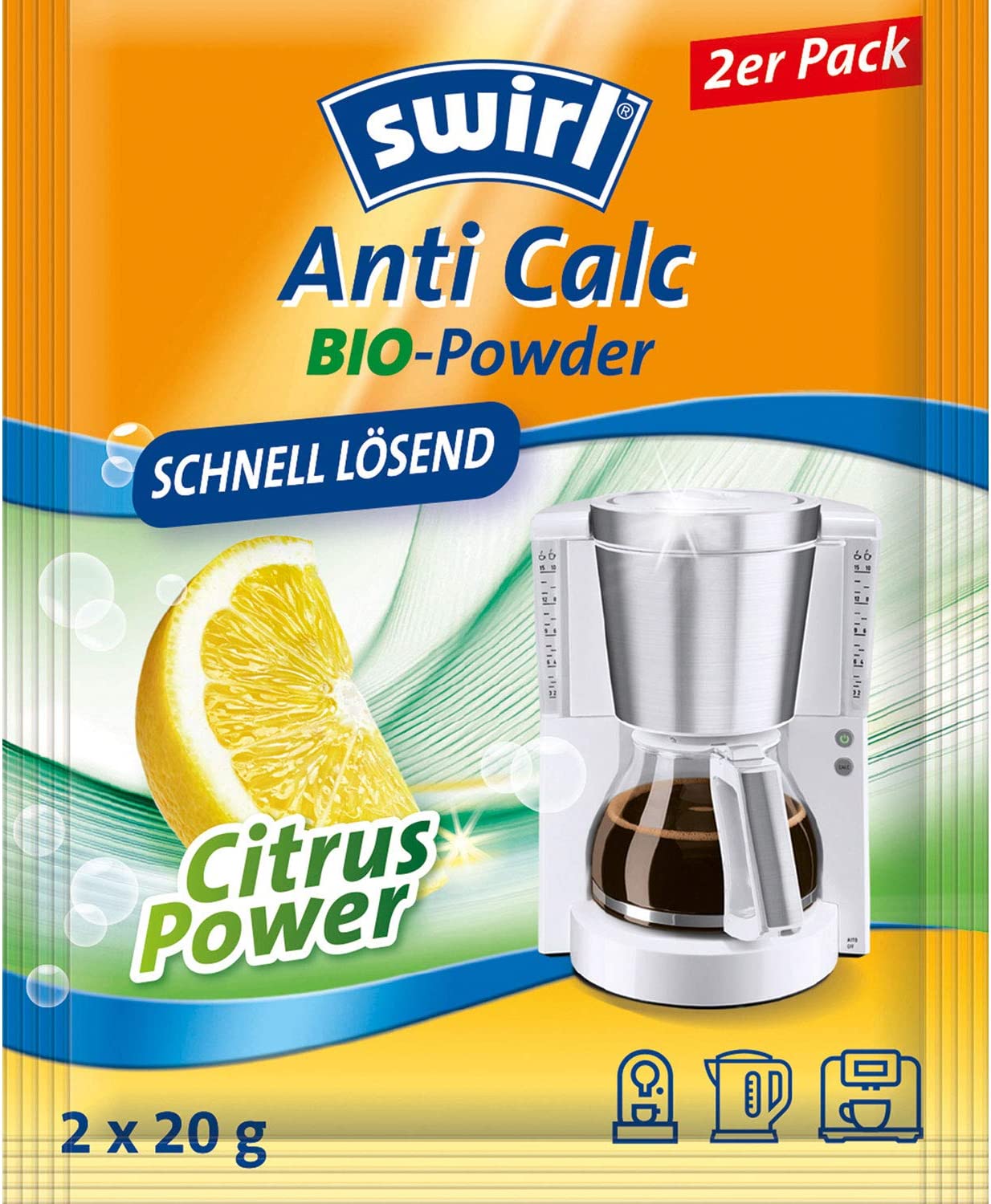 Swirl Anti Calc Bio Powder 2x20g Entkalker für Kaffeemaschinen