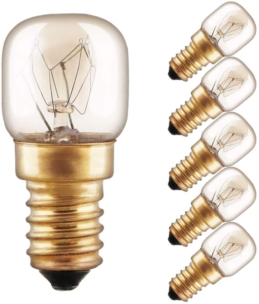 5 x Backofenlampe Glühbirne 25W E14 klar Glühlampe 25 Watt T22 Röhre 300° Doppelwendel