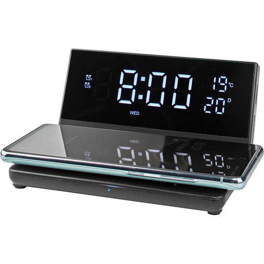Nedis Wecker mit kabellosem Ladegerät für Smartphone WCACQ20BK / WCACQ20WT