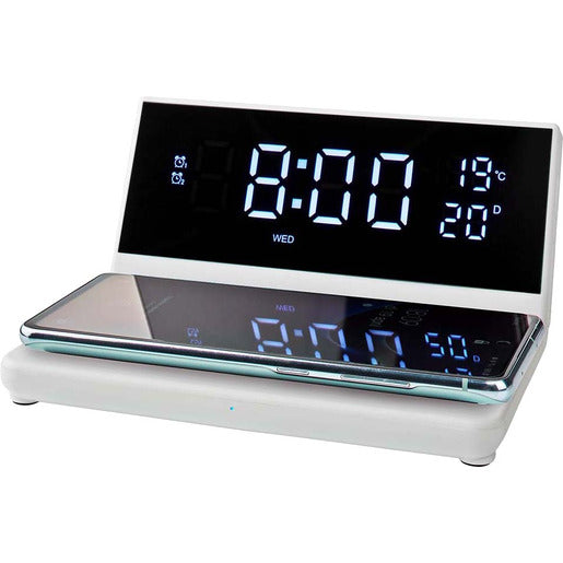 Nedis Wecker mit kabellosem Ladegerät für Smartphone WCACQ20BK / WCACQ20WT